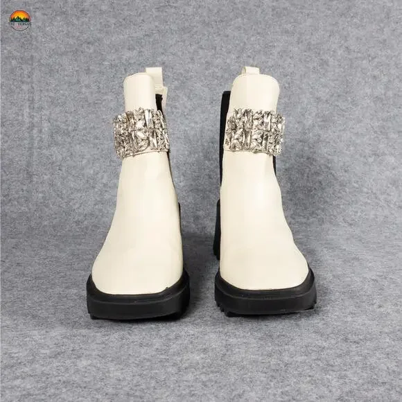 Karl Lagerfeld Cavin Paris Fashion Chelsea Boot White Leather Women's Size 11M - Picture 2 of 14